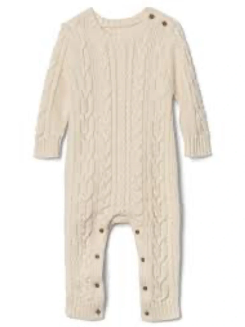 Baby Gap Classic Cream Cableknit Fisherman Sweater 1 Pce Romper 6 12 18 Months